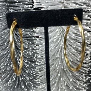 AQUA Goldtone Twist Hoop Earrings